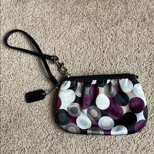 Coach Purple black and white circle wristlet
